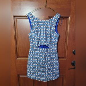 ZARA Trafaluc Blue Floral Romper Skort w/ Cutout XS